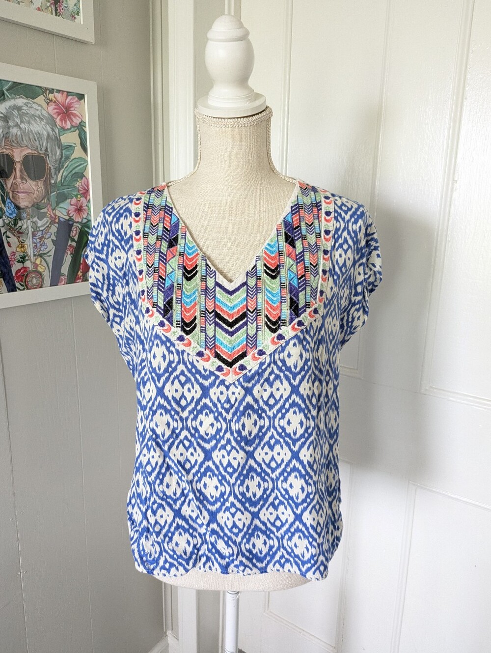 THML Boho Style embroidered size Small oversized top